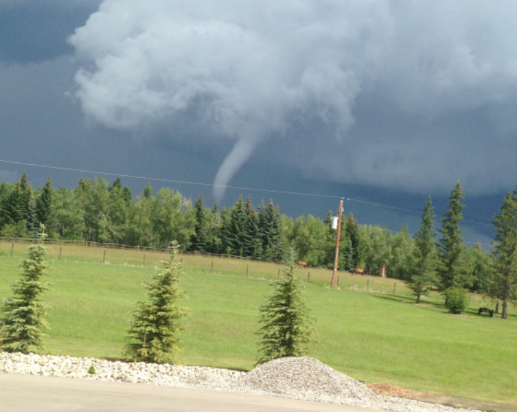 Image of the funnel cloud spotted near Priddis, Alberta.