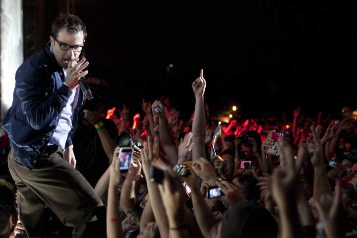 Weezer perform at Osheaga in 2010.