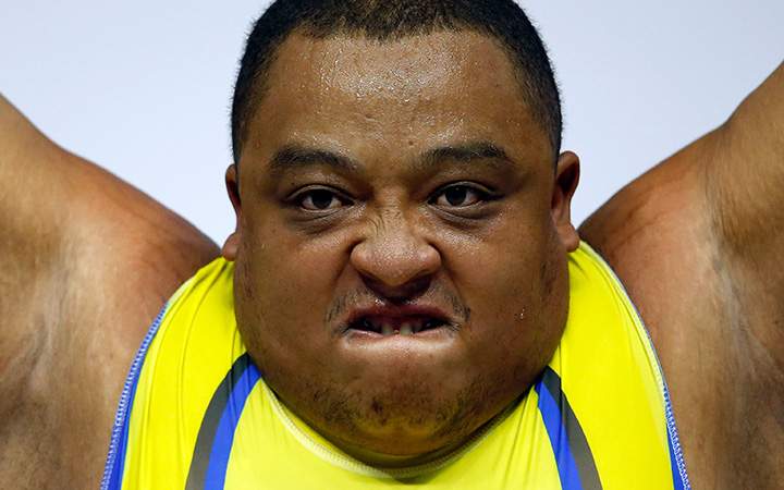Fernando Salas Manguis of Ecuador competes in the men’s +105 weightlifting final on Day 5 of the Toronto 2015 Pan Am Games on July 15, 2015.