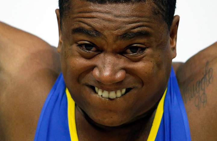 Gregorio Machado of Brazil competes in the weightlifting 105kg final on Day 5 of the Toronto 2015 Pan Am Games on July 15, 2015.