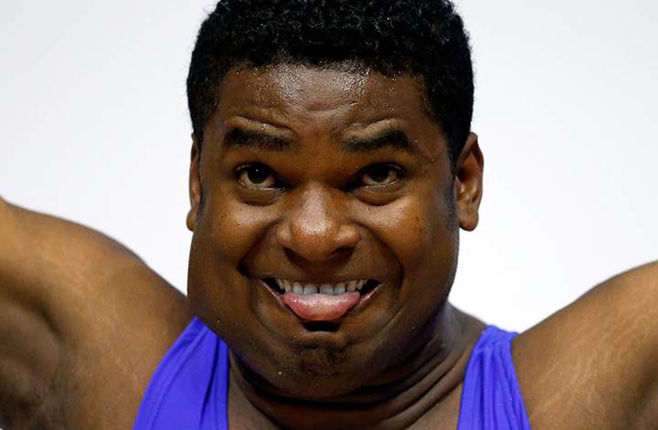 Asniel Rodriguez of Cuba competes in the weightlifting 105kg final on Day 5 of the Toronto 2015 Pan Am Games on July 15, 2015.
