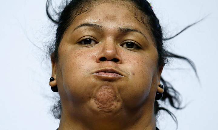 Yaniuska Espinosa of Venezuela competes in the women’s +75kg weightlifting final on Day 5 of the Toronto 2015 Pan Am Games on July 15, 2015.