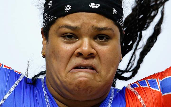 Saladin Tolentino of the Dominican Republic competes in the women’s +75kg weightlifting final on Day 5 of the Toronto 2015 Pan Am Games on July 15, 2015.