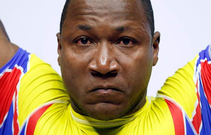 Jorge Arroyo Valdez of Ecuador competes in the weightlifting 105kg final on Day 5 of the Toronto 2015 Pan Am Games on July 15, 2015.