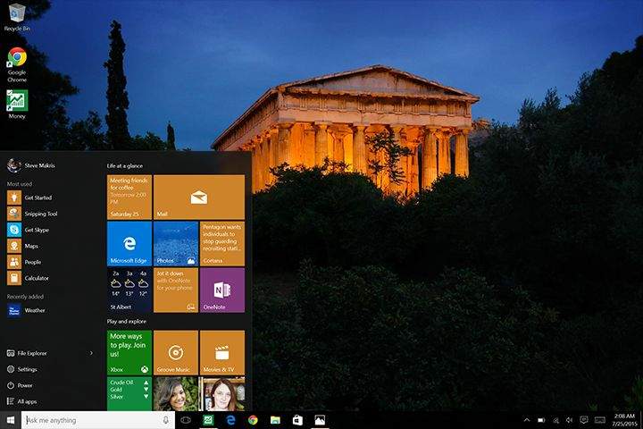 Windows 10 brings back the popular Start button with more user-friendly features.