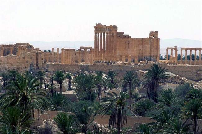 This file photo released on Sunday, May 17, 2015, by the Syrian official news agency SANA, shows the general view of the ancient Roman city of Palmyra, northeast of Damascus, Syria. 