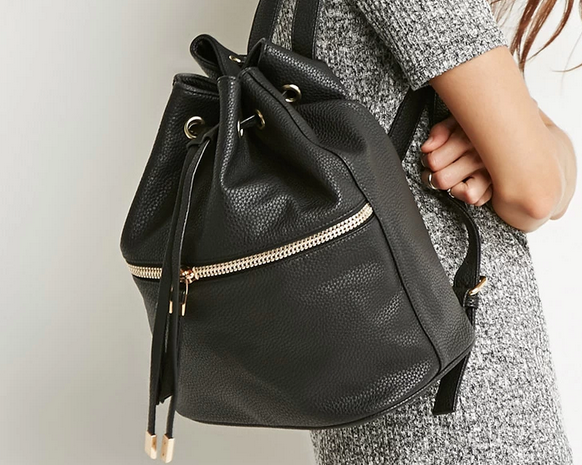 Pebbled faux leather backpack