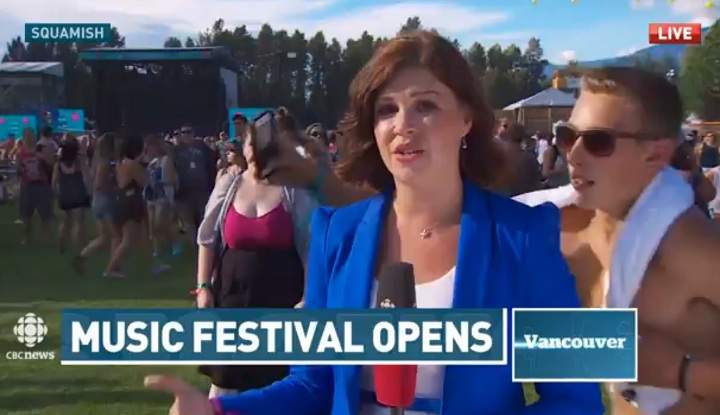 CBC reporter Megan Batchelor was doing a live hit for the network's 6 p.m newscast when video the network aired shows the man came up from behind, kissed her on the cheek and took a selfie.