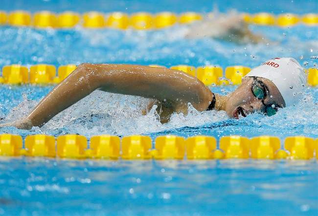Canada's Aurelie Rivard competes in the women's 400m Freestyle S10 event at the 2012 Paralympics, on Sept. 5, 2012, in London.