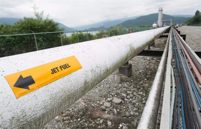 A pipeline is pictured at the Kinder Morgan Trans Mountain Expansion Project in Burnaby, B.C., on June 4, 2015.