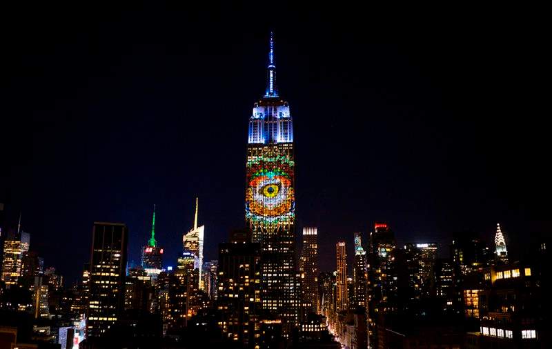Large images of endangered species are projected on the south facade of The EmpireState Building, Saturday, Aug. 1, 2015, in New York.
