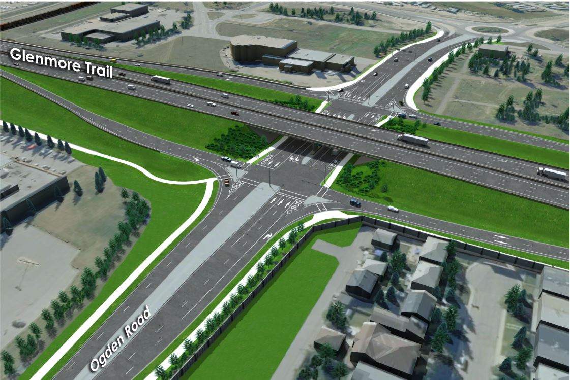 Glenmore Trail / Ogden Road interchange .