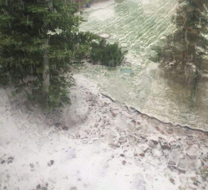 Hail in Elbow Valley on the outskirts of Calgary on August 4, 2015.