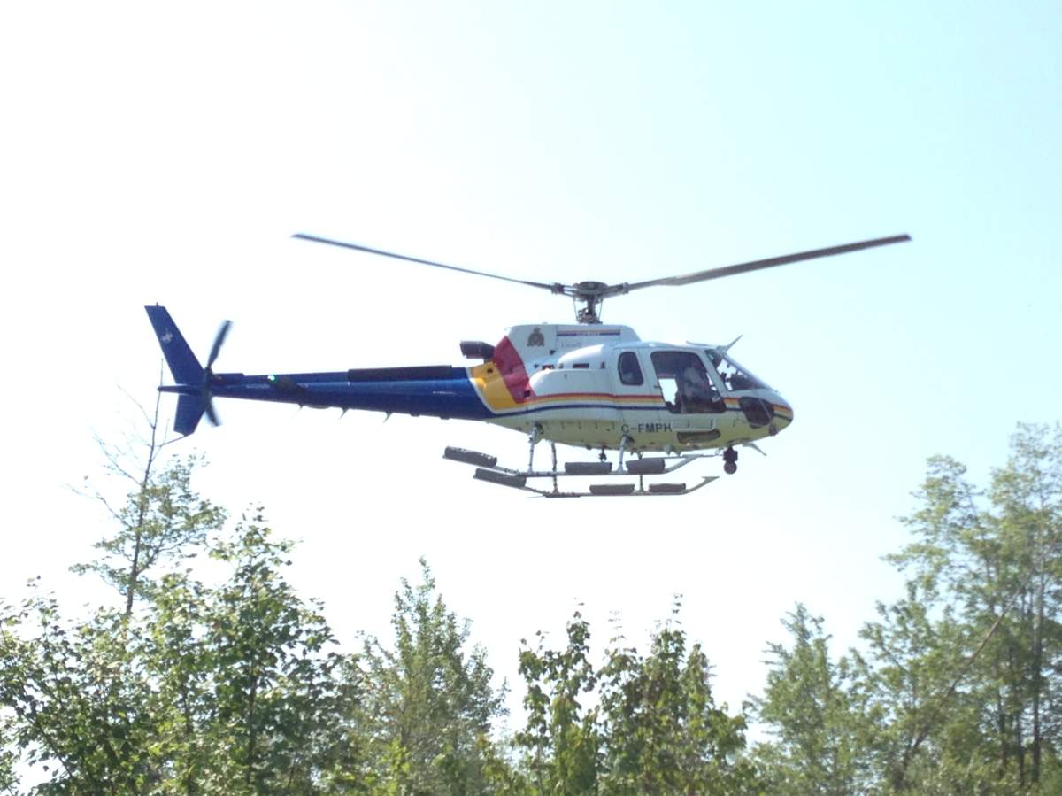 An RCMP helicopter located the body of the missing man shortly after 1 pm Sunday.