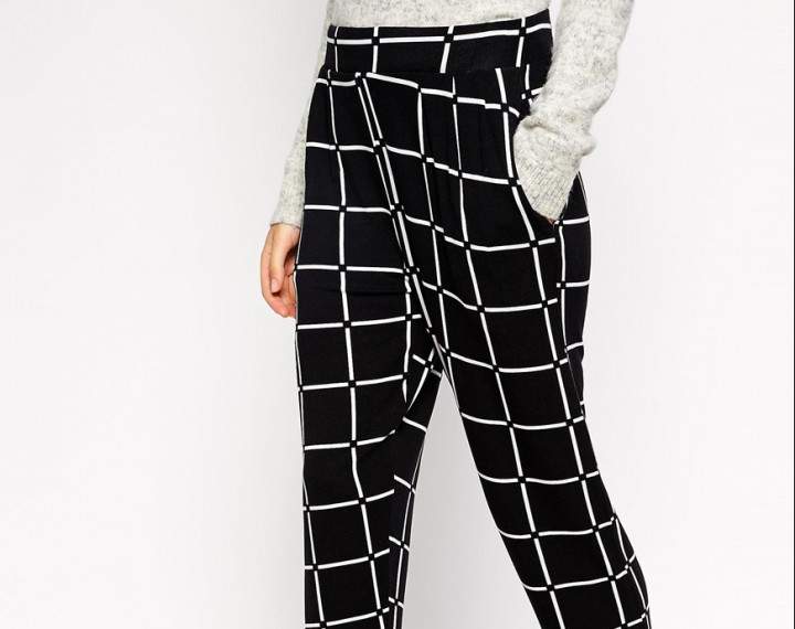 ASOS Jersey peg trousers in grid check