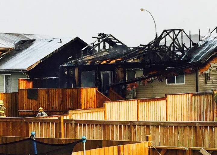 Martensville firefighters extinguish blaze in the 200-block of Enns Crescent Saturday morning.
