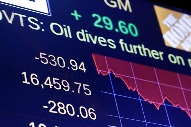 A screen above the trading floor of the New York Stock Exchange this week.