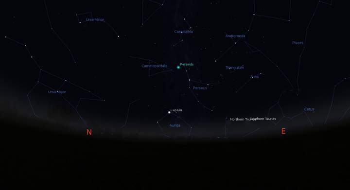 The location of the Perseid meteor shower