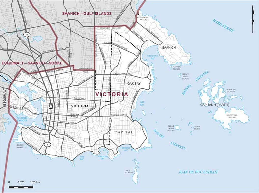 Riding boundaries for the electoral district of Victoria