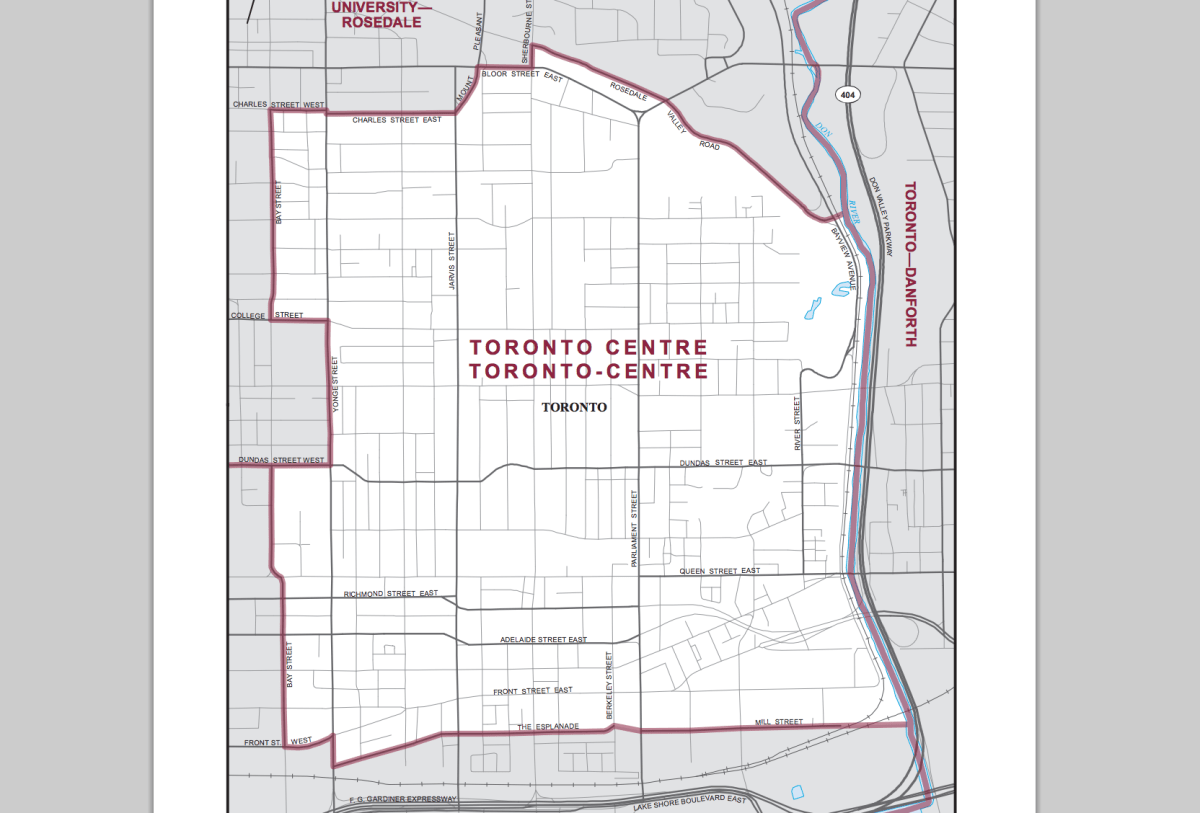 Riding boundaries for the electoral district of Toronto Centre