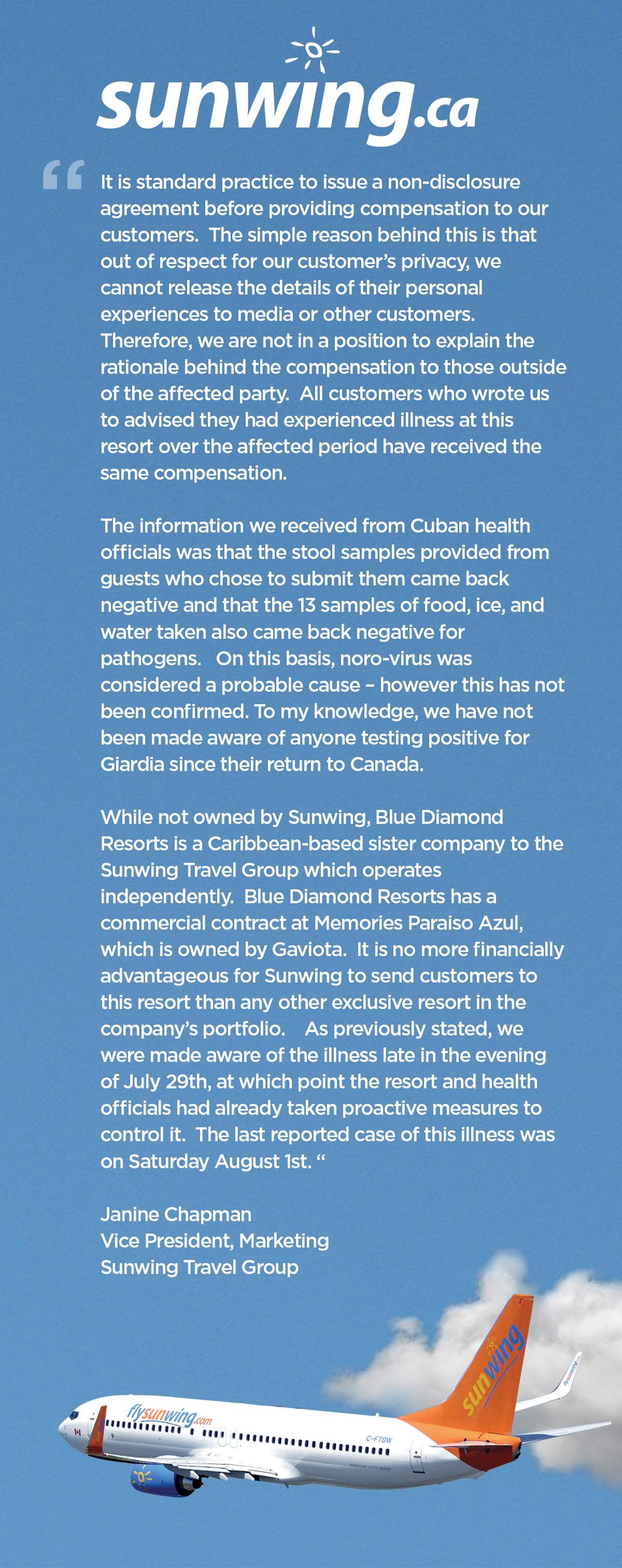 Sunwing offers compensation to Canadian travellers after outbreak at Cuban resort - image