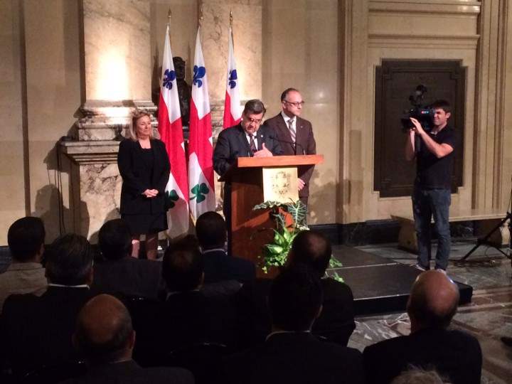 Montreal Mayor Denis Coderre at a press conference on the taxi industry in Montreal, Thursday, August 20, 2015.