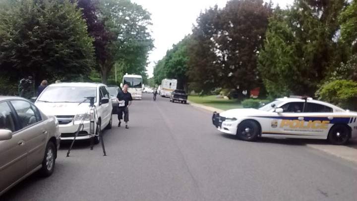 Police are outside the home of Cheryl Bau-Tremblay, Thursday, August 6, 2015.