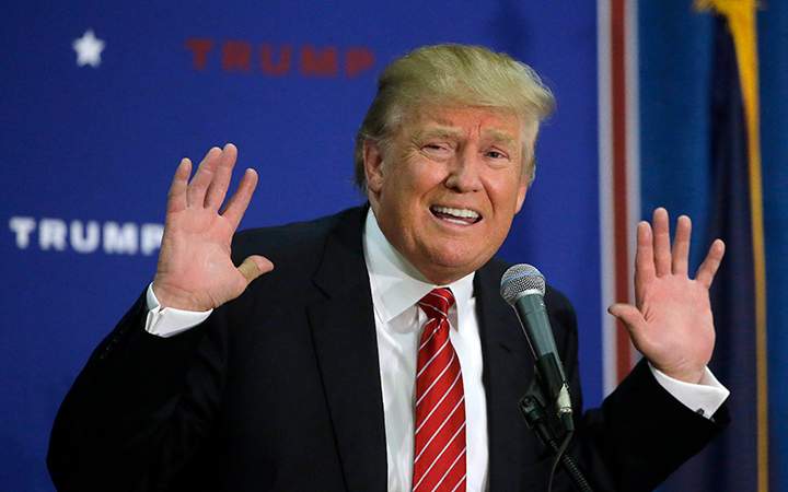 Republican presidential candidate, businessman Donald Trump talks during a campaign stop, Wednesday, Sept. 30, 2015, in Keene, N.H.