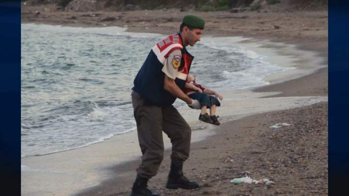 Alan Kurdi, a Syrian boy whose body washed ashore on a Turkish Beach.