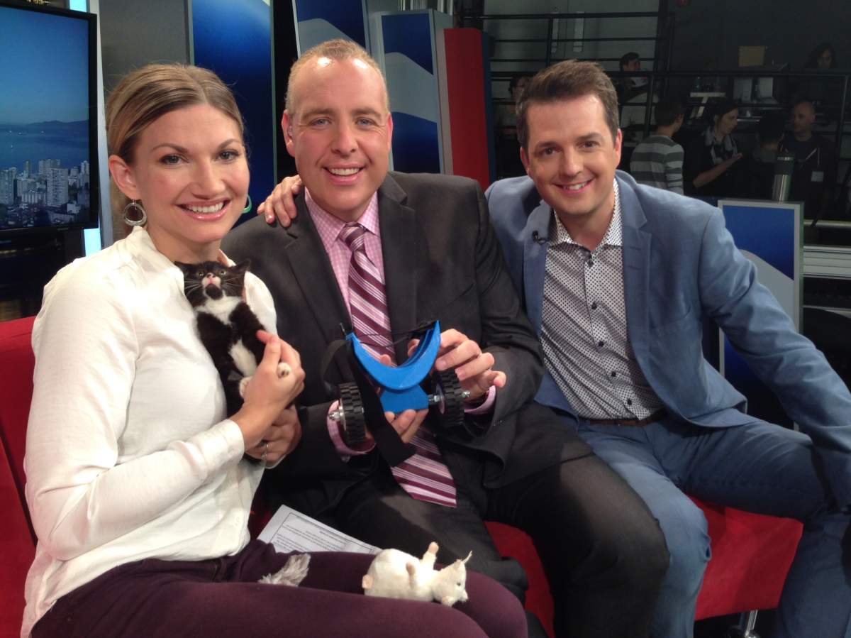 Shelly Roche, Steve Darling and Morning News guest host Todd Talbot with Cassidy.
