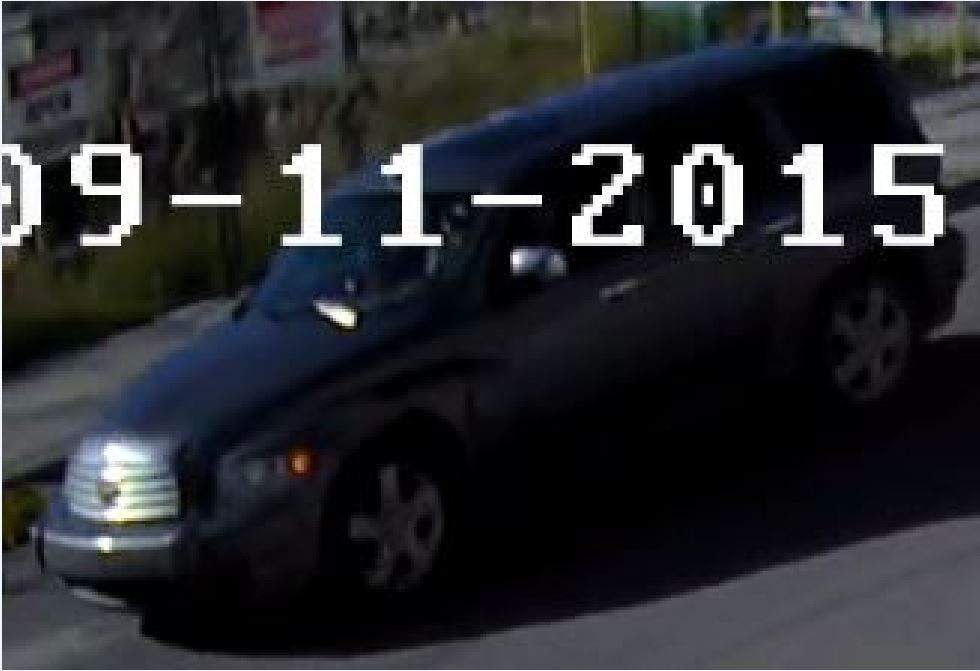 RCMP are searching for a fled the scene in a dark grey Chevrolet HHR used in an armed robbery in Airdrie on Sept. 11, 2015.