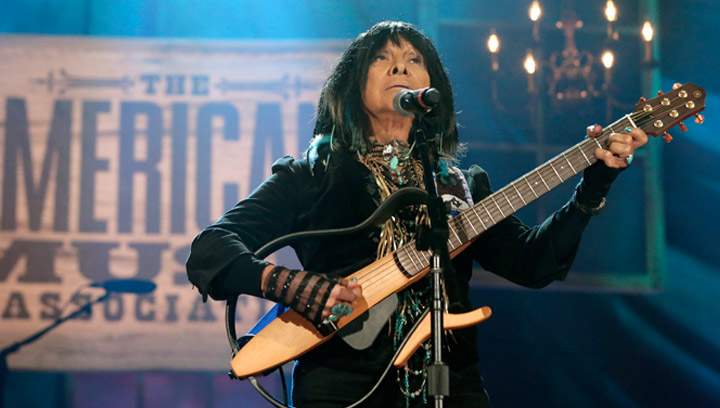 Buffy Sainte-Marie performs at the Americana Music Honors and Awards show Wednesday, Sept. 16, 2015, in Nashville, Tenn. Sainte-Marie talks Drake, Polaris Music Prize and music critics in a Q&A session.