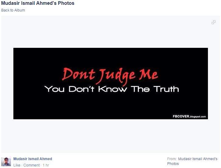 Mudasir Ismail Ahmed posted this photo after Asif Raza Rana accused him of being a bad friend.