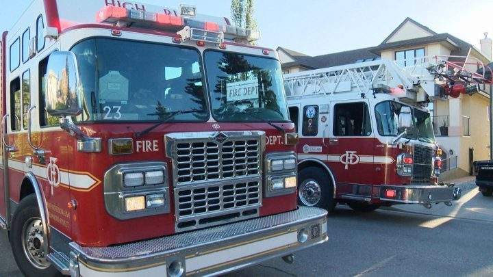 Calgary Fire Department vehicles. 