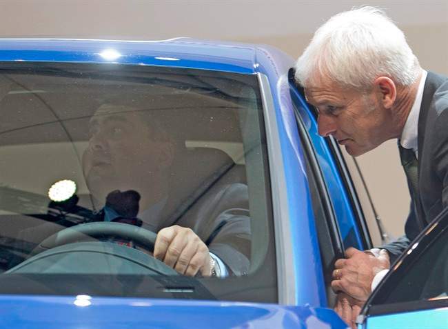 Matthias Mueller, the new president of Volkswagen, right.