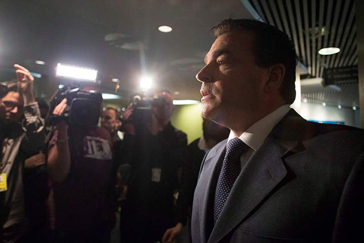 Toronto City Councillor Giorgio Mammoliti scrums with the media outside Mayor Rob Ford's office in Toronto on Thursday November 14, 2013. 