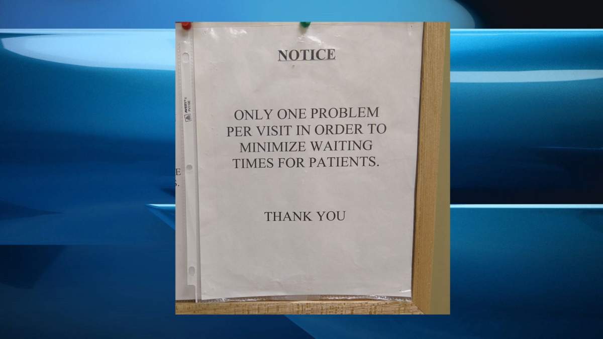 This sign was attached to a wall at the office of Dr. Gerald Myatt on Monday.