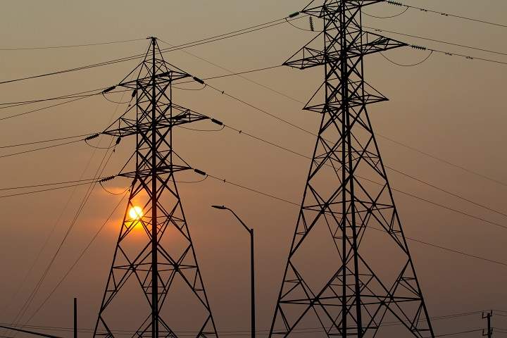 Hydro One power lines during sunset in Kingston, Ont.