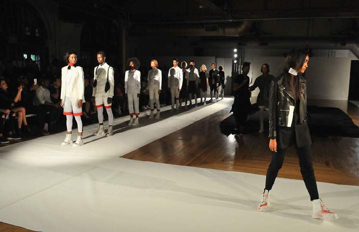 Models walk down the runway during the Pyer Moss fashion show during Spring 2016 New York Fashion Week at the Altman Building on September 10, 2015 in New York City.