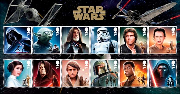 Star Wars stamps produced by Britain's Royal Mail will be available to the public Oct. 20, 2015.