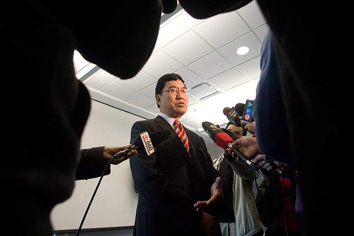 University of Western Ontario President Amit Chakma answers questions at a news conference in London, Ont., Tuesday, Dec.20, 2011. 
