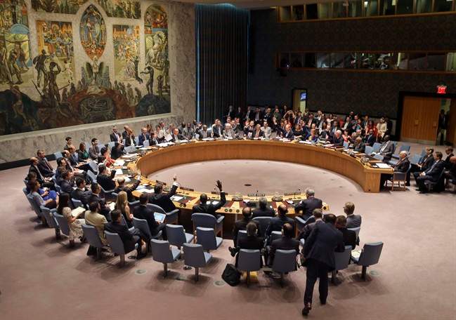 FILE - In this July 20, 2015 file photo, members of the Security Council vote at United Nations headquarters. (AP Photo/Seth Wenig, File).