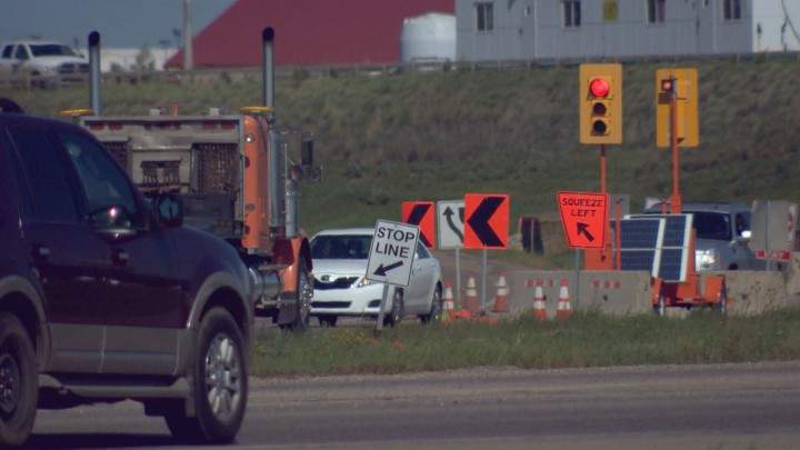 Zipper merge at Highway 16 and Idylwyld Drive Overpass.