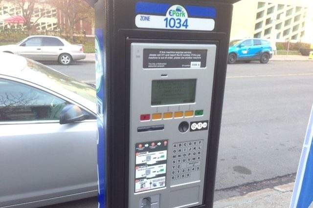 An EPark meter in Edmonton Oct. 21, 2015.