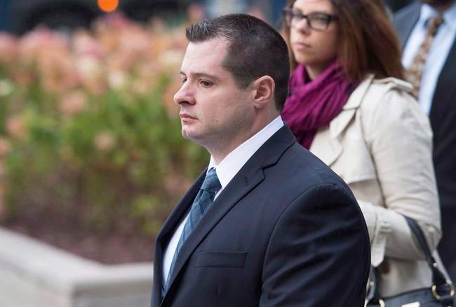 Const. James Forcillo, the police officer charged in the death of Sammy Yatim, is shown arriving at court in Toronto on Tuesday, October 13, 2015. 