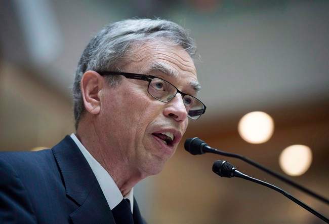 Finance Minister Joe Oliver speaks during a press conference at the Canadian Centre for Aging and Brain Health Innovation at Baycrest Health Sciences Centre in Toronto on Friday, May 22, 2015.