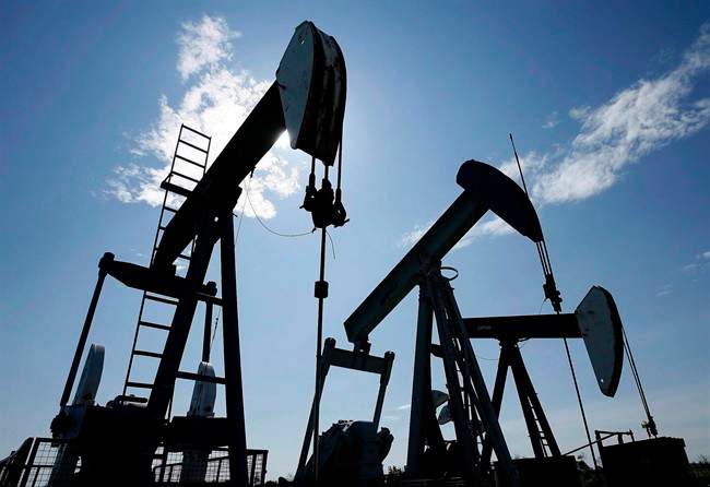 Pumpjacks are seen at work near Halkirk, Alta. in this file image.