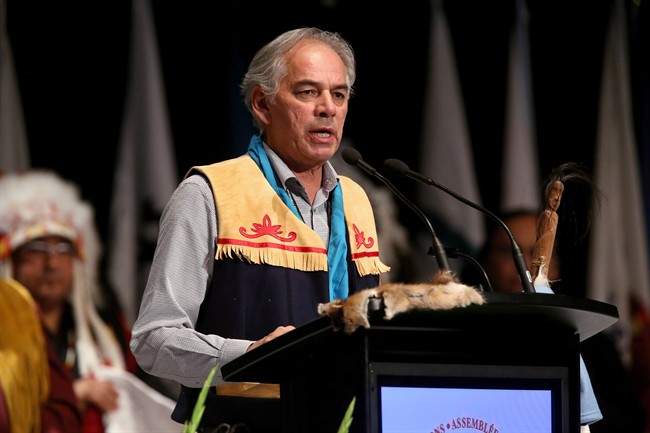Ghislain Picard speaks at the Assembly of First Nations Election in Winnipeg on December 10, 2014.