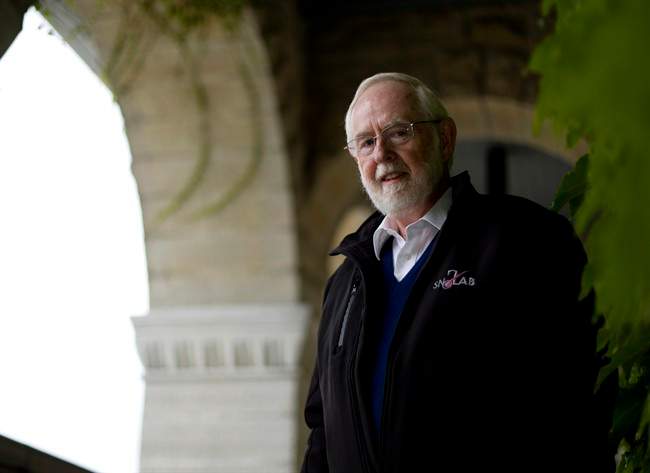 Arthur McDonald, a professor emeritus at Queen's University, is shown at the university in Kingston, Ont., Tuesday, Oct.6, 2015. McDonald is a co-winner of the 2015 Nobel Prize in Physics for his work on tiny particles known as neutrinos.THE CANADIAN PRESS/Fred Chartrand.