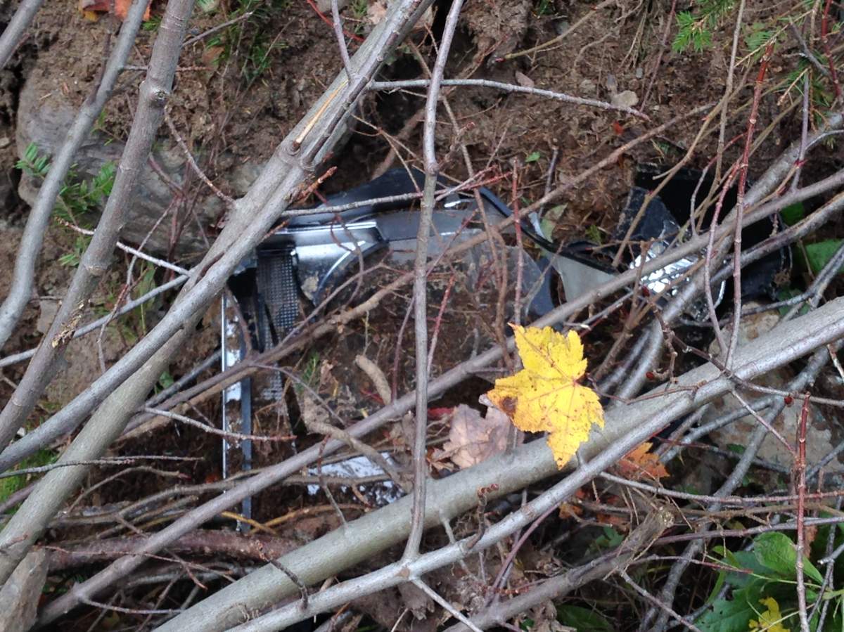 Debris is found on the side of Highway 7 in Head of Chezzetcook following a fatal motor vehicle accident.